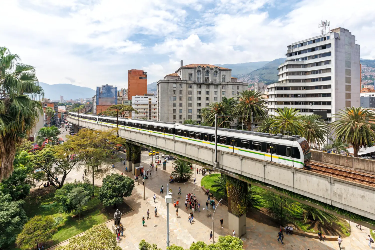 Medellín business district and metro with the Aburrá Valley in the background